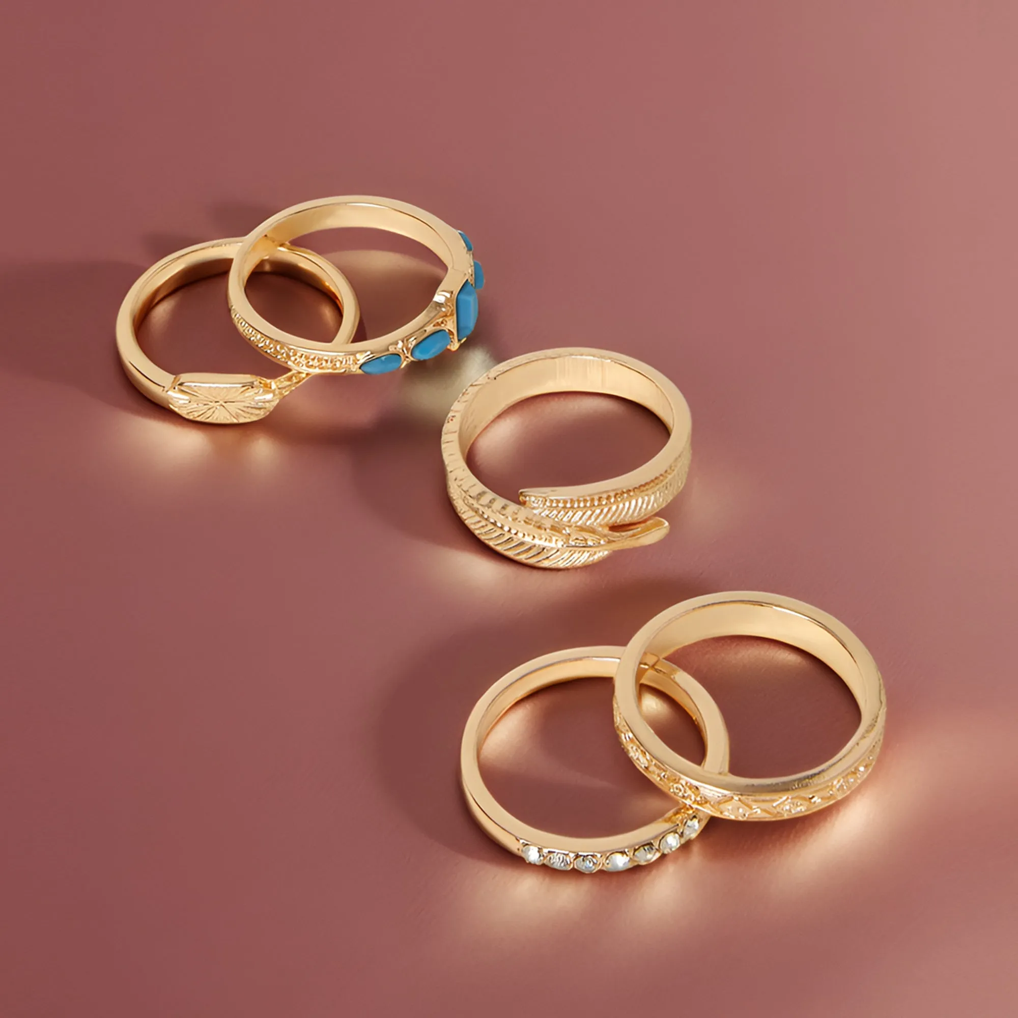 Feather Turq Ring Pack of 5-Large