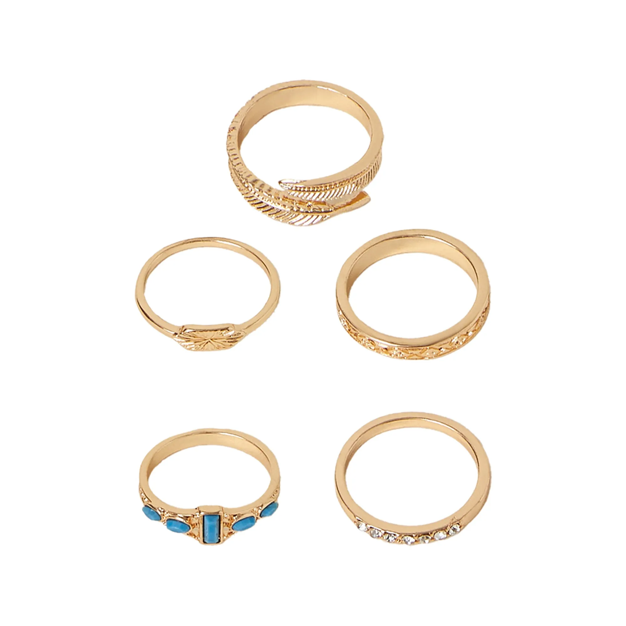 Feather Turq Ring Pack of 5-Large