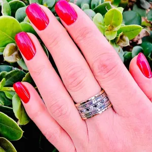 Fidget ring for woman. Israel Spinner ring, silver gold engagement ring