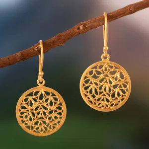 Filigree Gold Plated Sterling Silver Earrings - Natural Energy | NOVICA