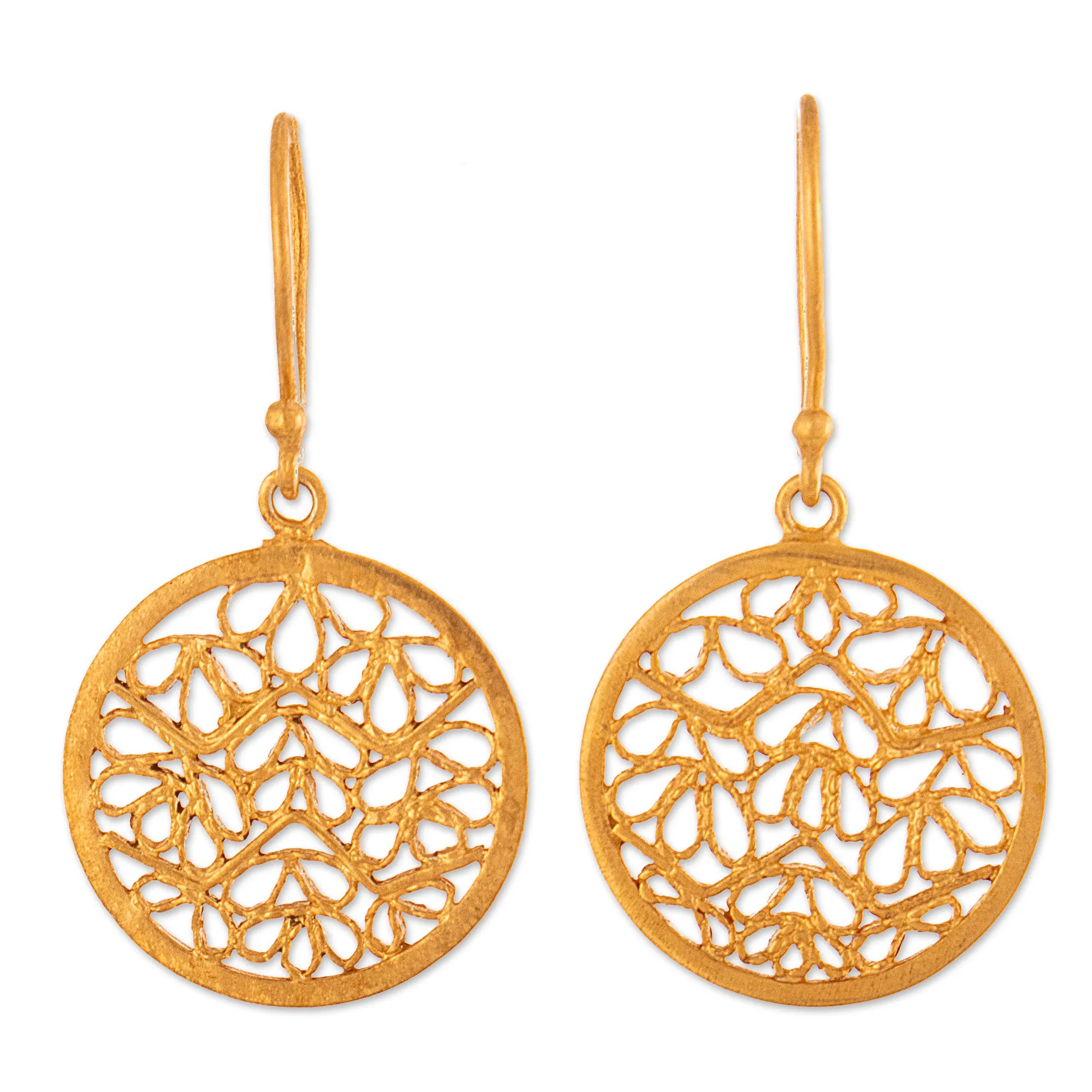 Filigree Gold Plated Sterling Silver Earrings - Natural Energy | NOVICA