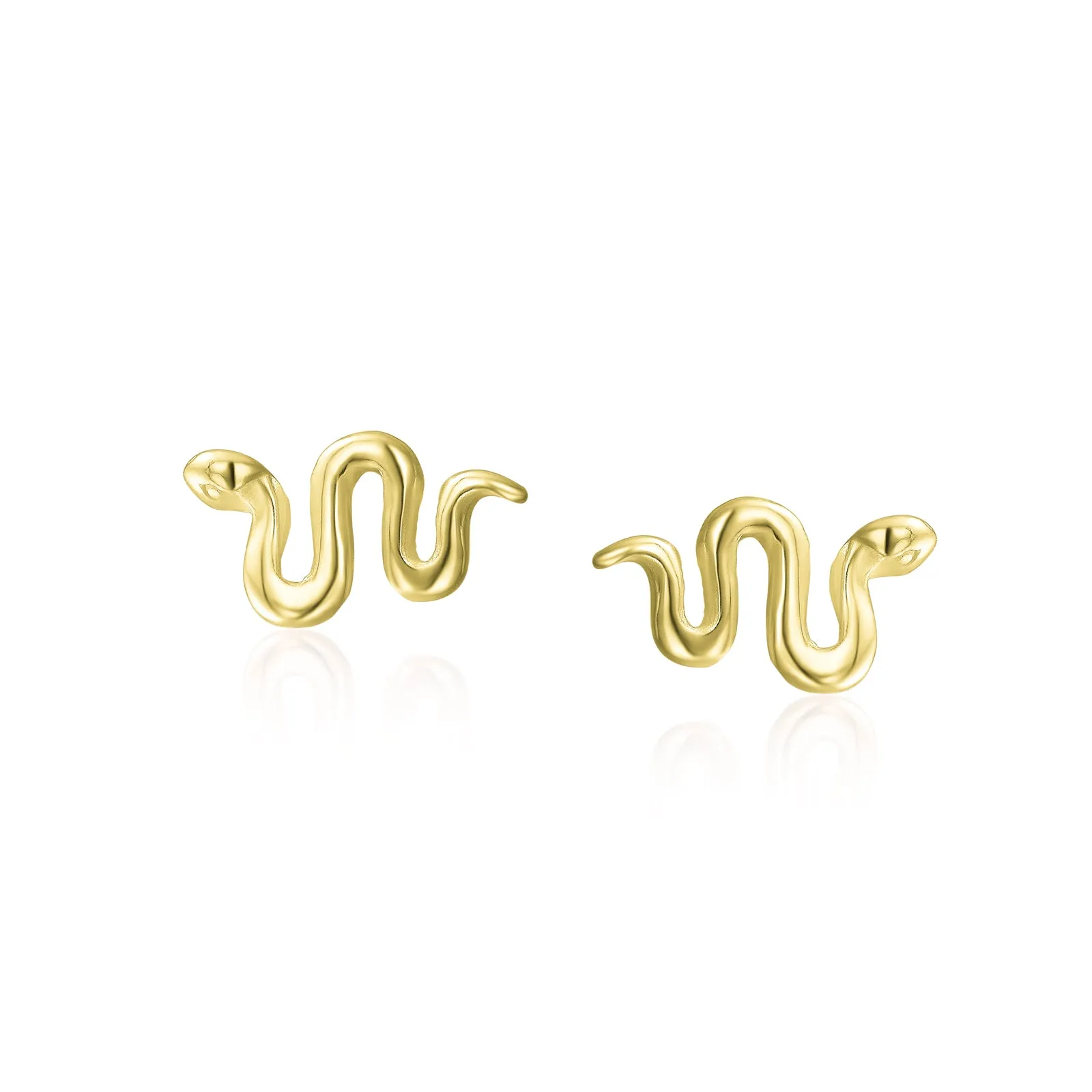 Garden Crawler Reptile Serpent Snake Stud Earrings Rose Gold Sterling Silver