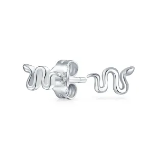 Garden Crawler Reptile Serpent Snake Stud Earrings Rose Gold Sterling Silver