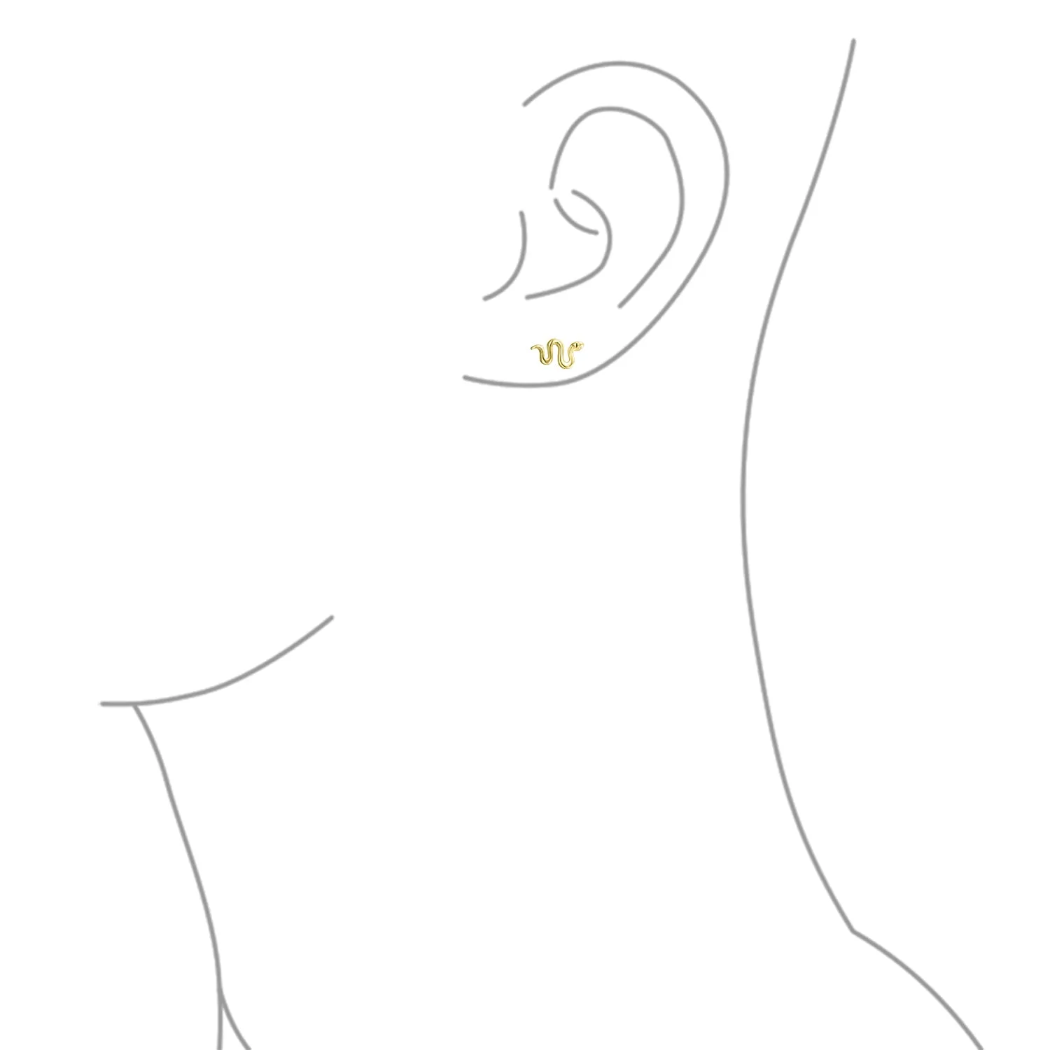 Garden Crawler Reptile Serpent Snake Stud Earrings Rose Gold Sterling Silver