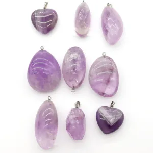 Gemstone Healing Crystal Amethyst Pendant 1pc