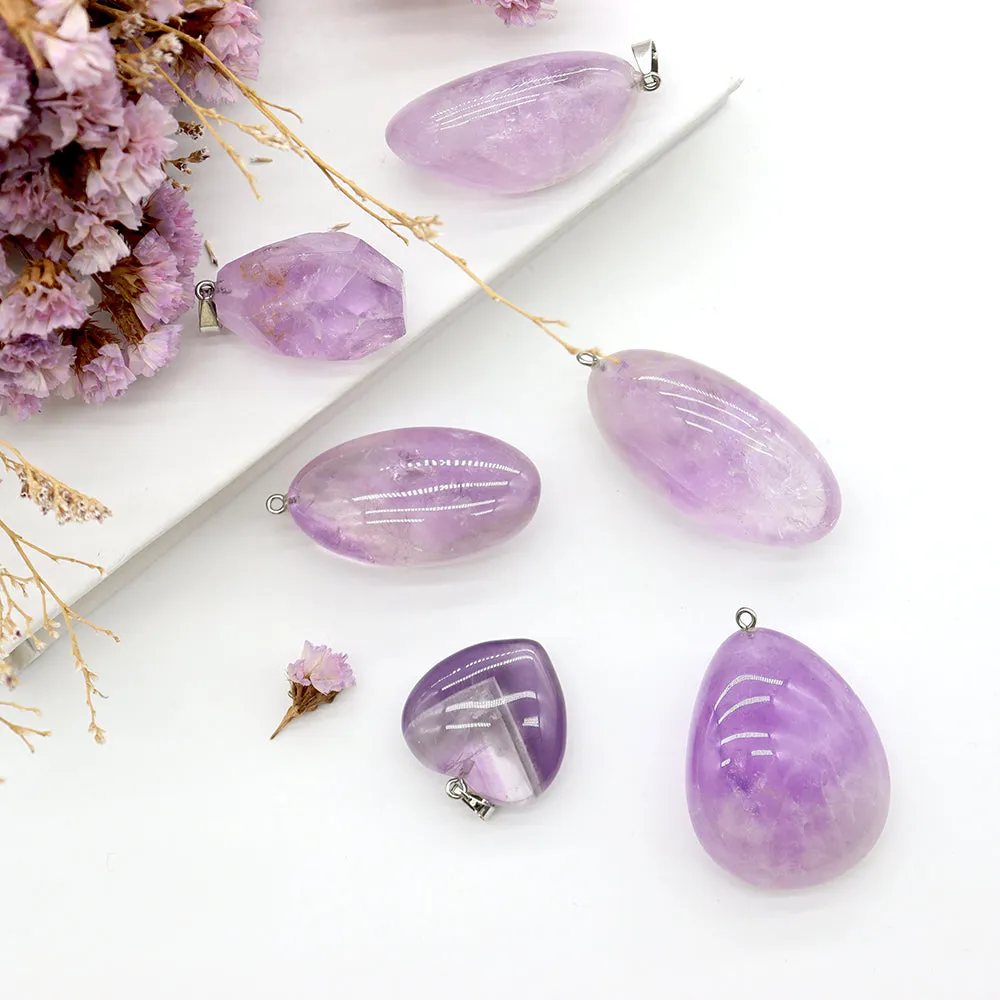 Gemstone Healing Crystal Amethyst Pendant 1pc