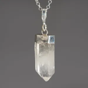 Genuine Clear Quartz Crystal Pendant (3-5 grams) with 18" Sterling Silver Chain