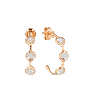 Georgini Kiklo Hoop Earrings w/ White Topaz - Rose Gold