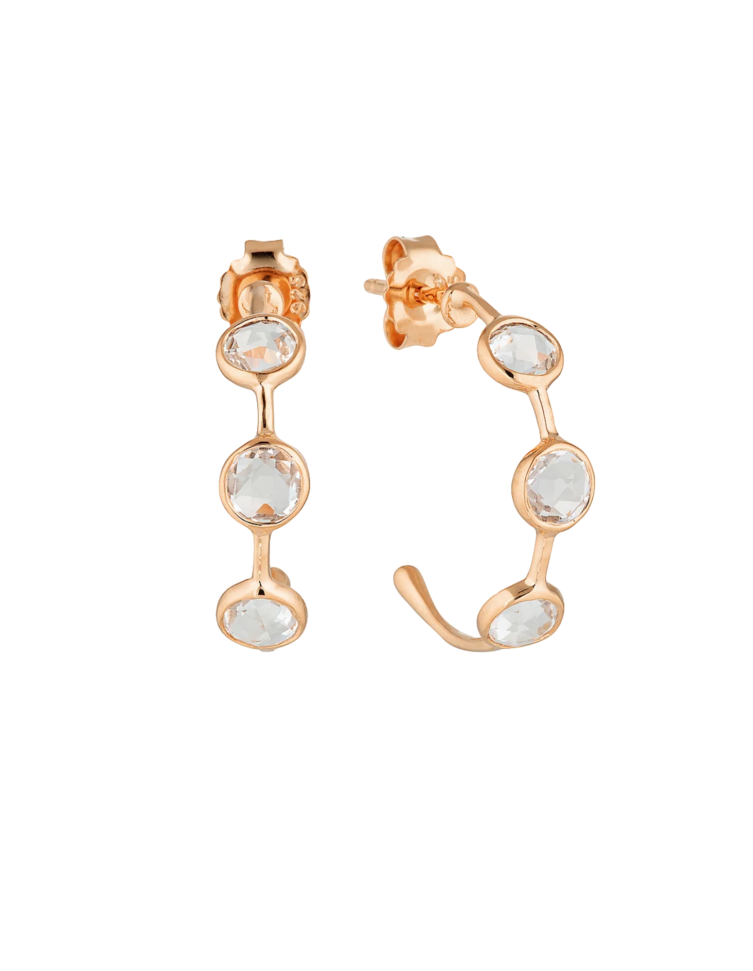 Georgini Kiklo Hoop Earrings w/ White Topaz - Rose Gold