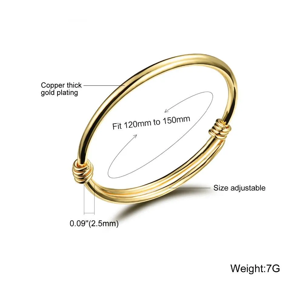 Gold Color Classic Open Bangles For Girl