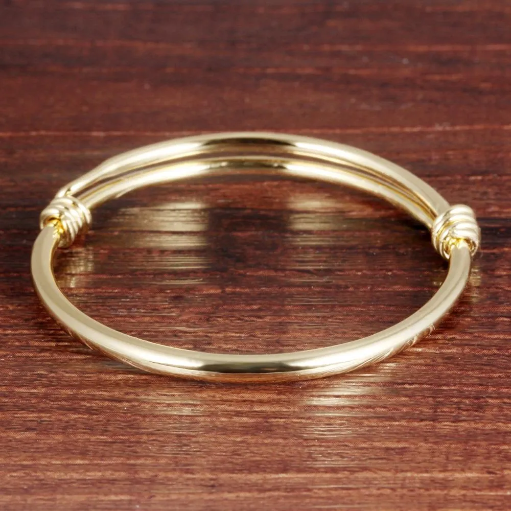 Gold Color Classic Open Bangles For Girl