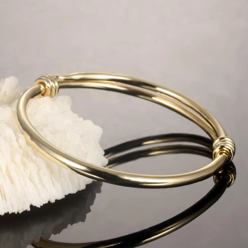 Gold Color Classic Open Bangles For Girl