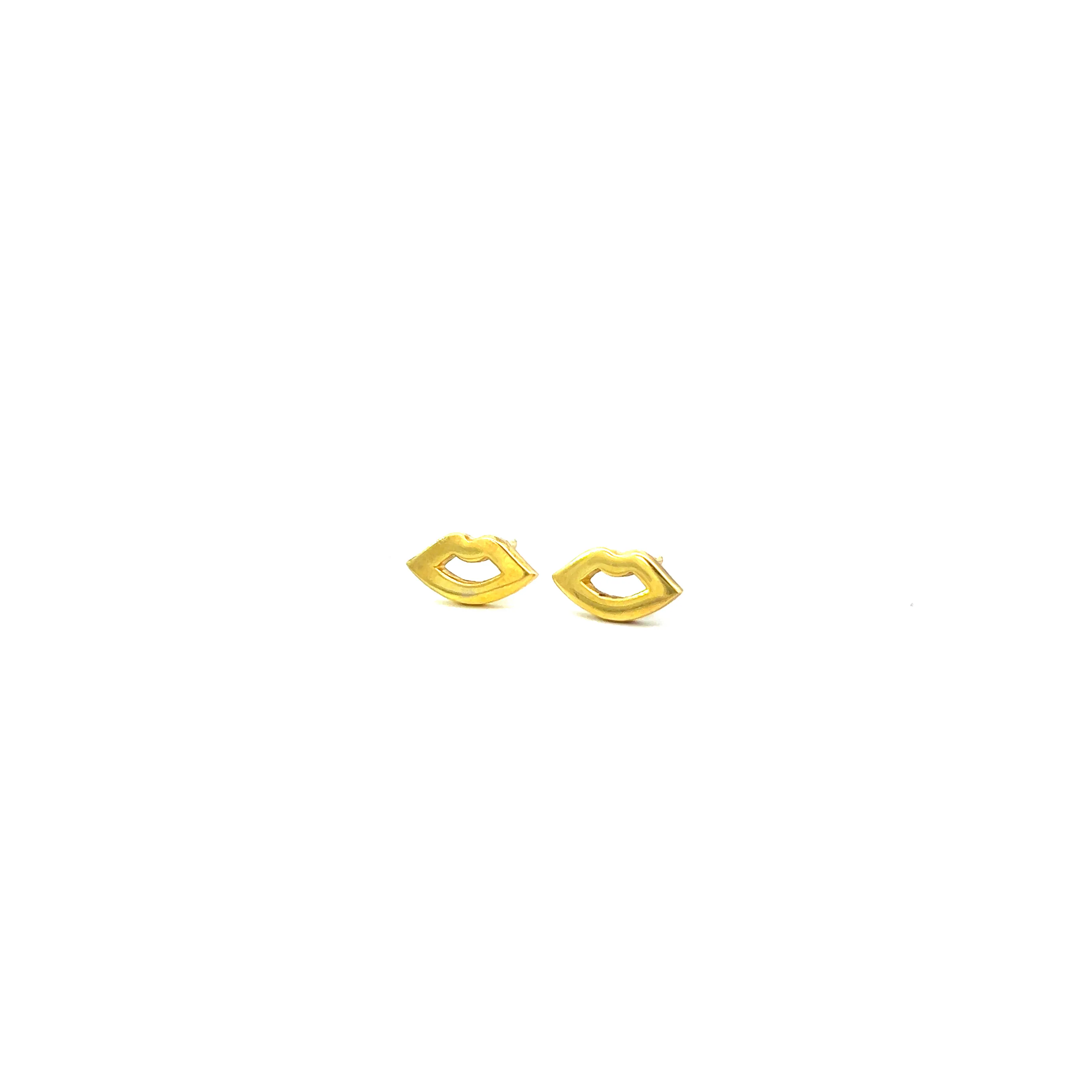 Gold Lip Stud Earrings