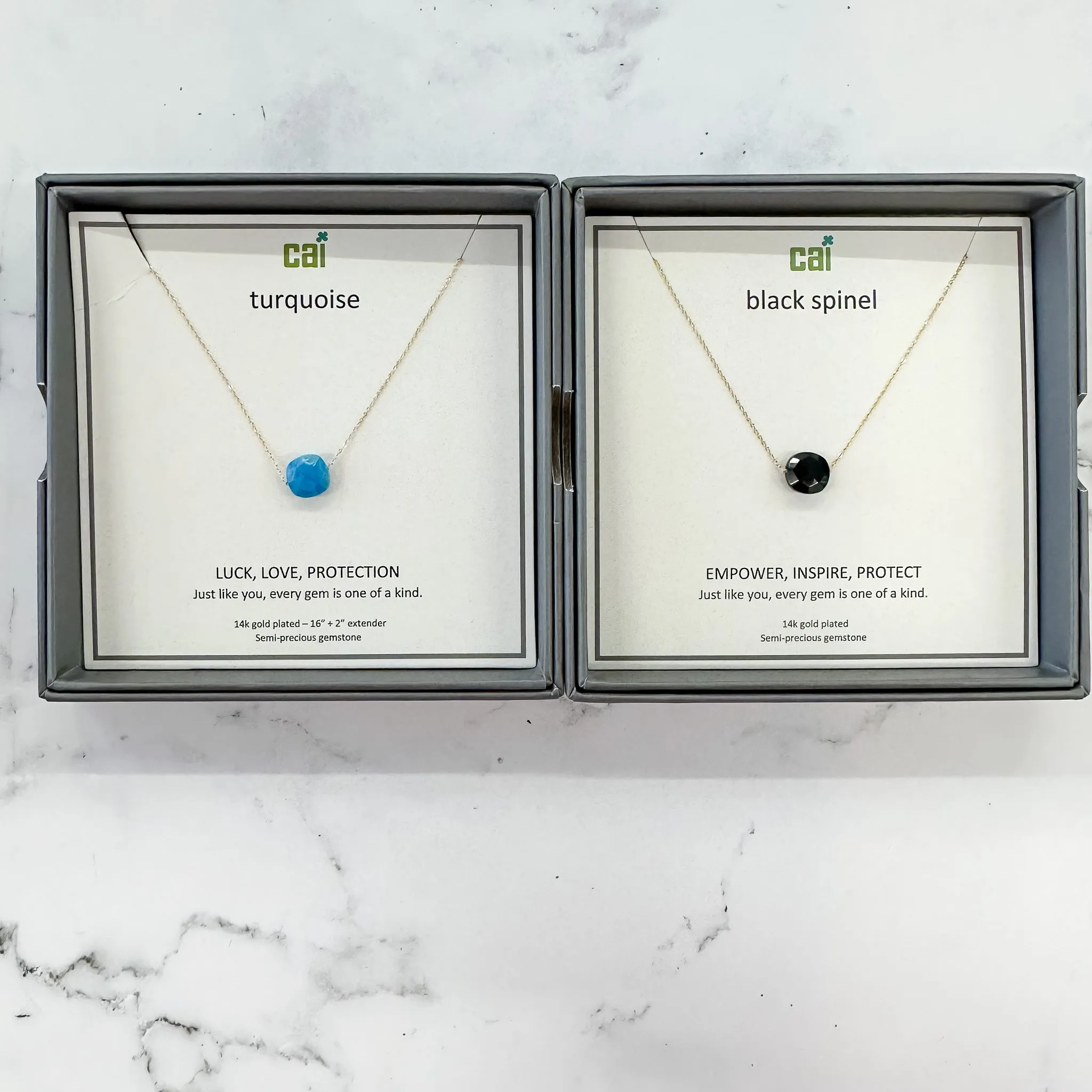 Gold Square Gemstone Necklace