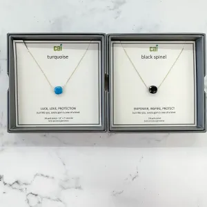 Gold Square Gemstone Necklace