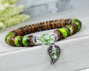 Green Nature Bracelet - Leaf Charm Nature Jewelry for Women