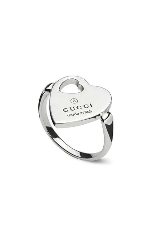 GUCCI Trademark Heart Sterling Silver Ring YBC796357001