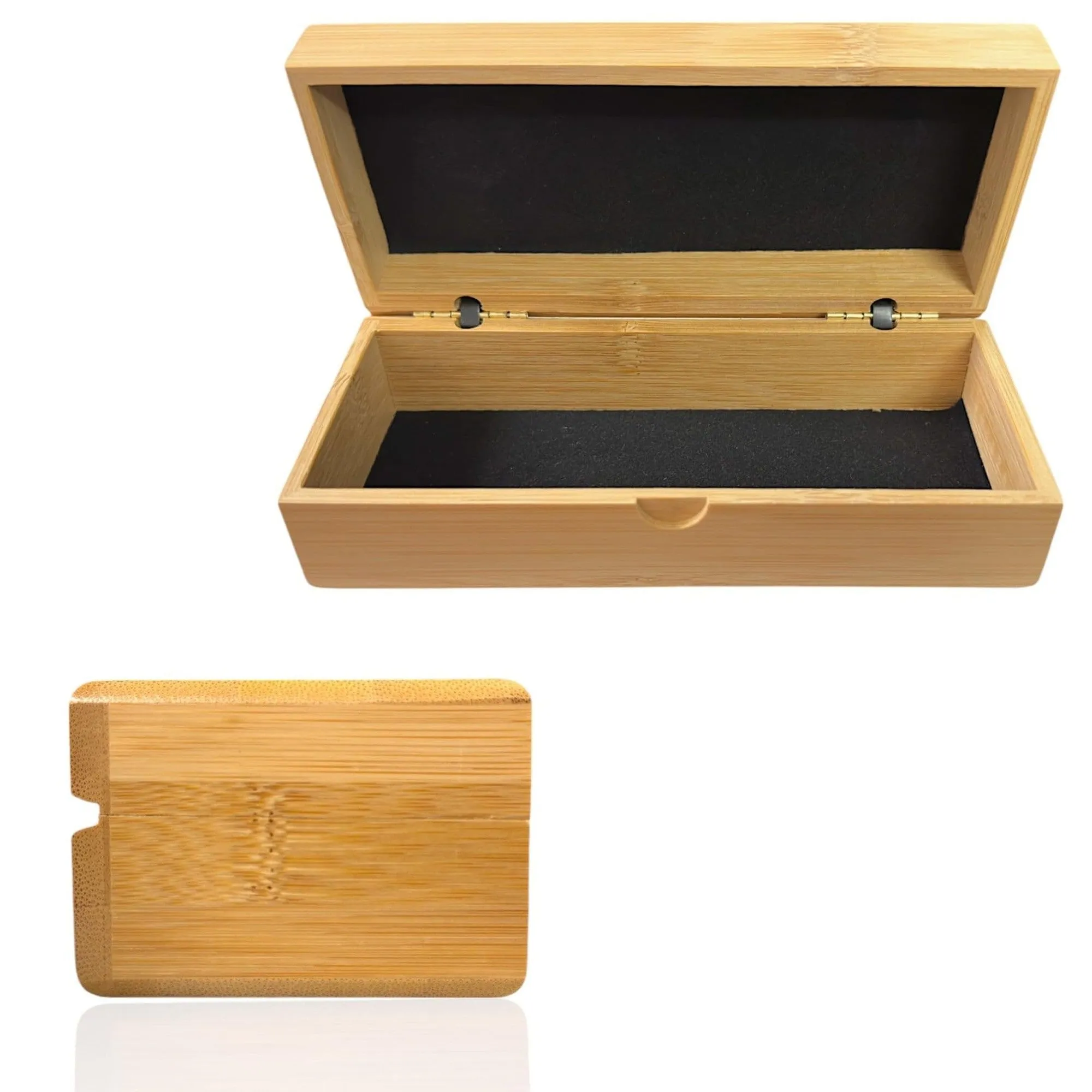 Handcrafted Bamboo- Personal Items   Sunglasses Case, Felt Lined, 6.5" x 3" x 2.1", Metal Hinges Sunglasses Case,Bamboo Wood Box for Jewelery, Watches, Rings, Eyeglasses, Medications, etc.