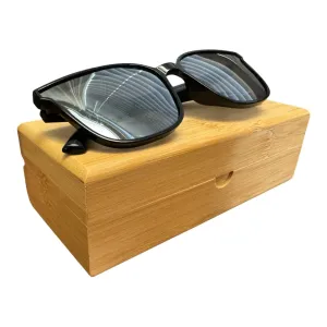 Handcrafted Bamboo- Personal Items   Sunglasses Case, Felt Lined, 6.5" x 3" x 2.1", Metal Hinges Sunglasses Case,Bamboo Wood Box for Jewelery, Watches, Rings, Eyeglasses, Medications, etc.