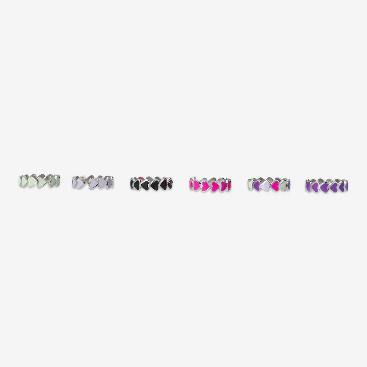 Heart-Shaped Adjustable Rings - 6 pcs