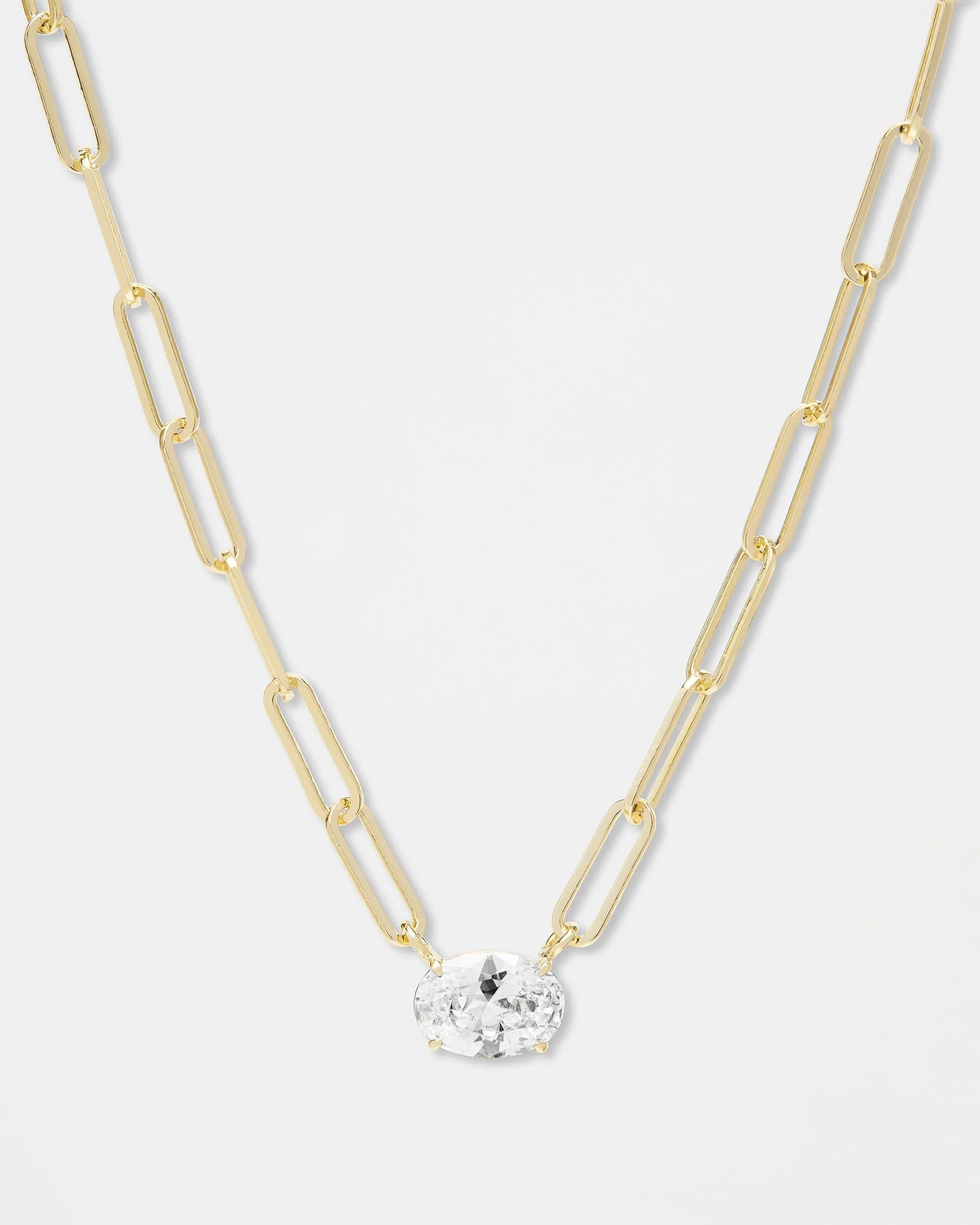 Hello Gorgeous Samantha Chain Necklace - Gold|White Diamondettes
