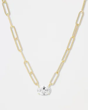 Hello Gorgeous Samantha Chain Necklace - Gold|White Diamondettes
