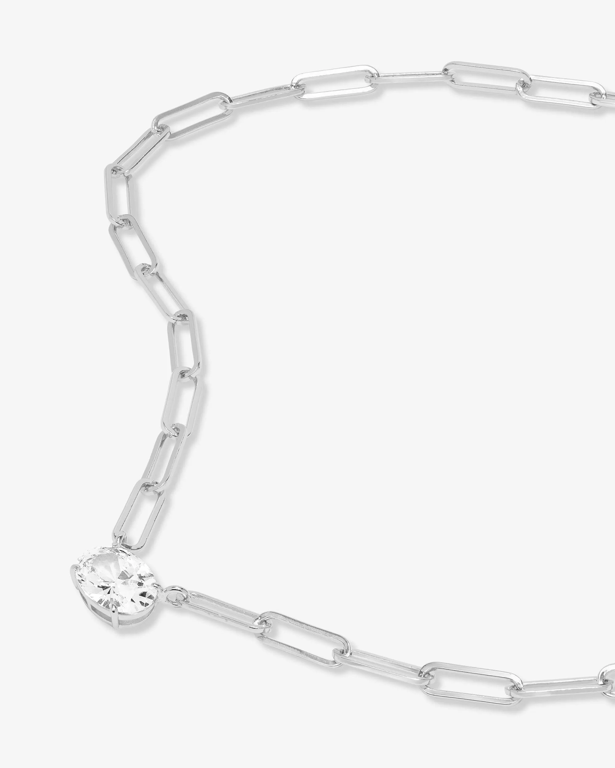 Hello Gorgeous Samantha Chain Necklace - Silver|White Diamondettes