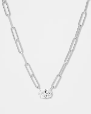 Hello Gorgeous Samantha Chain Necklace - Silver|White Diamondettes