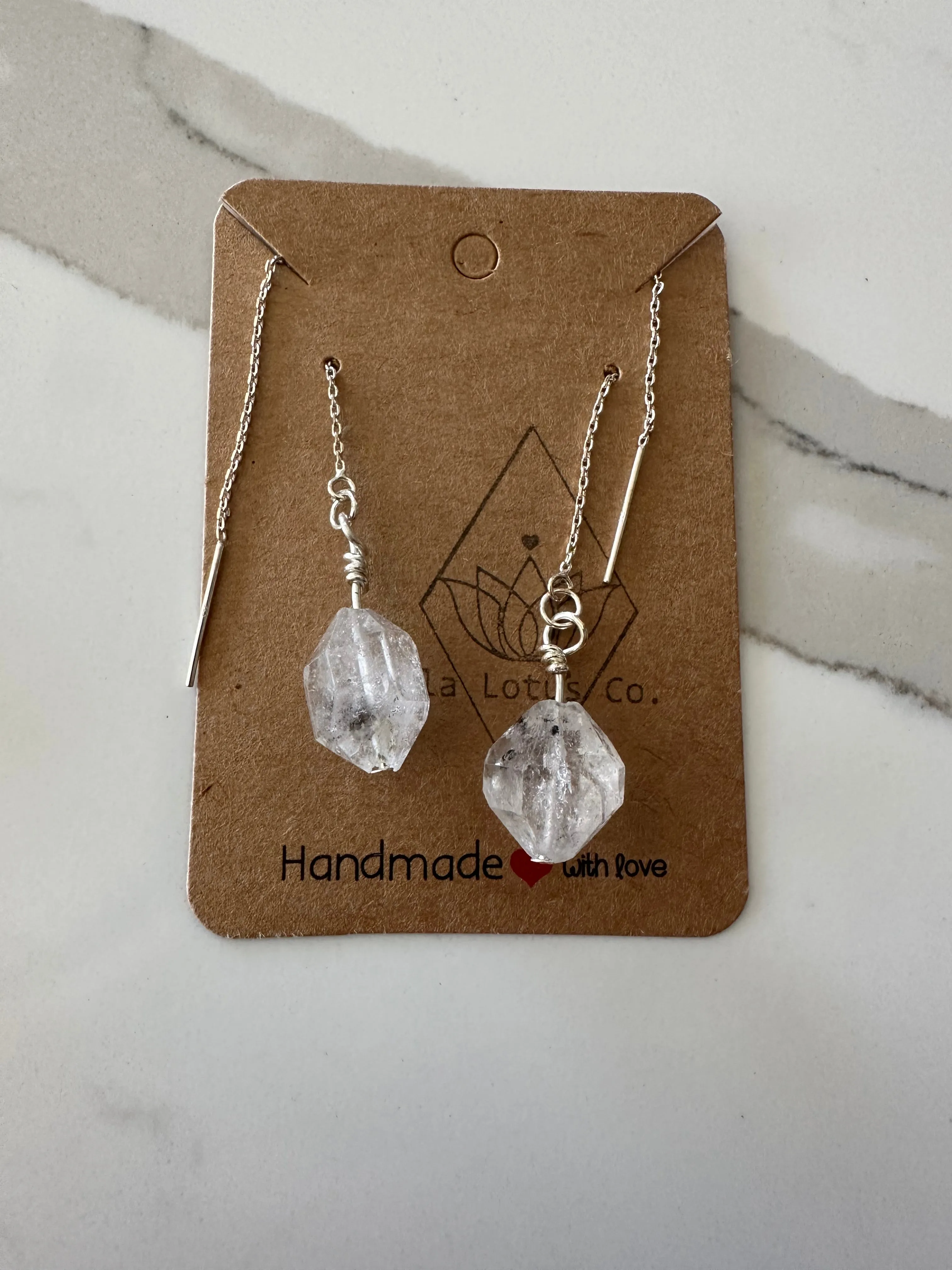 Herkimer Diamond Threader Earrings