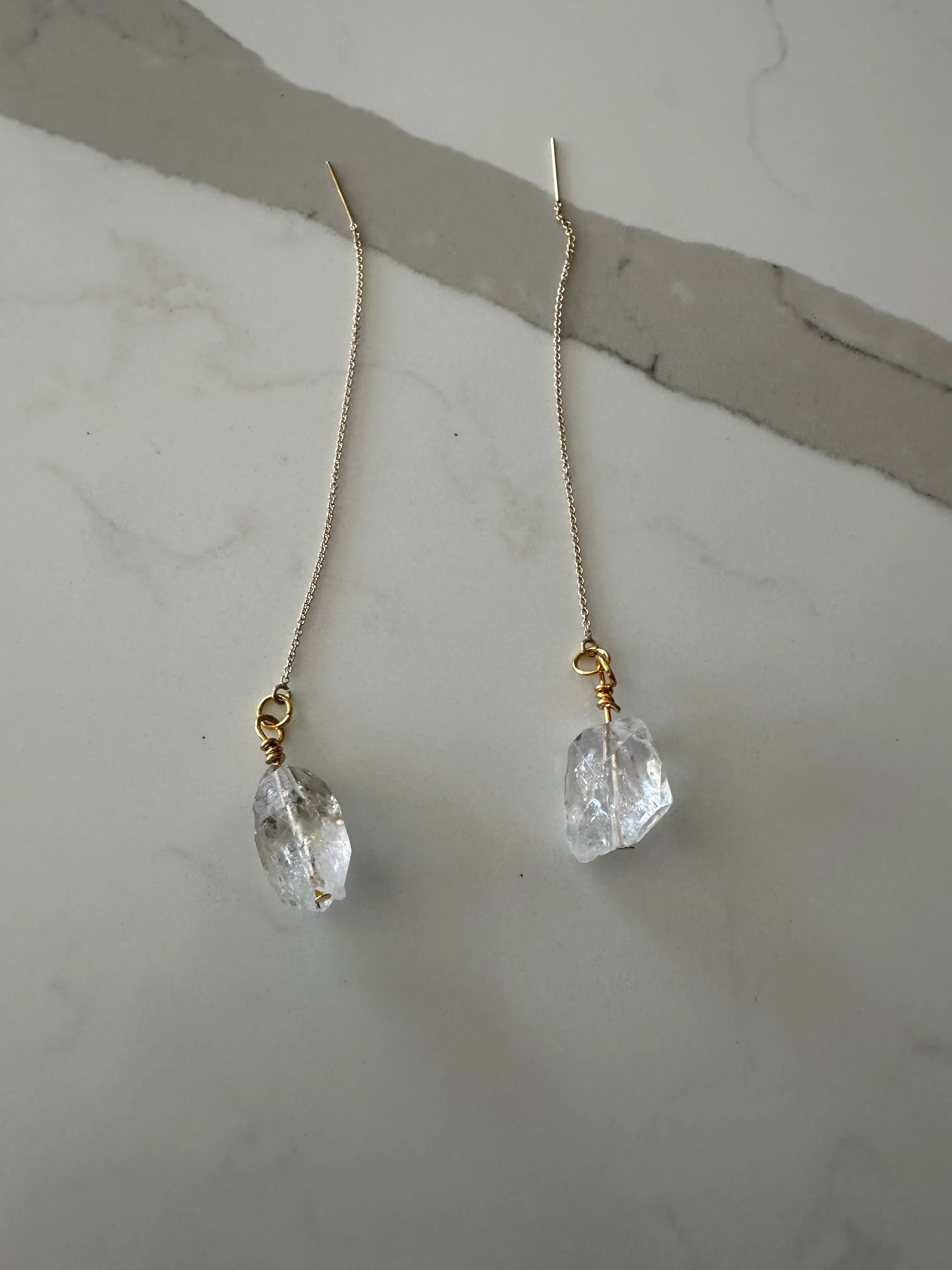 Herkimer Diamond Threader Earrings