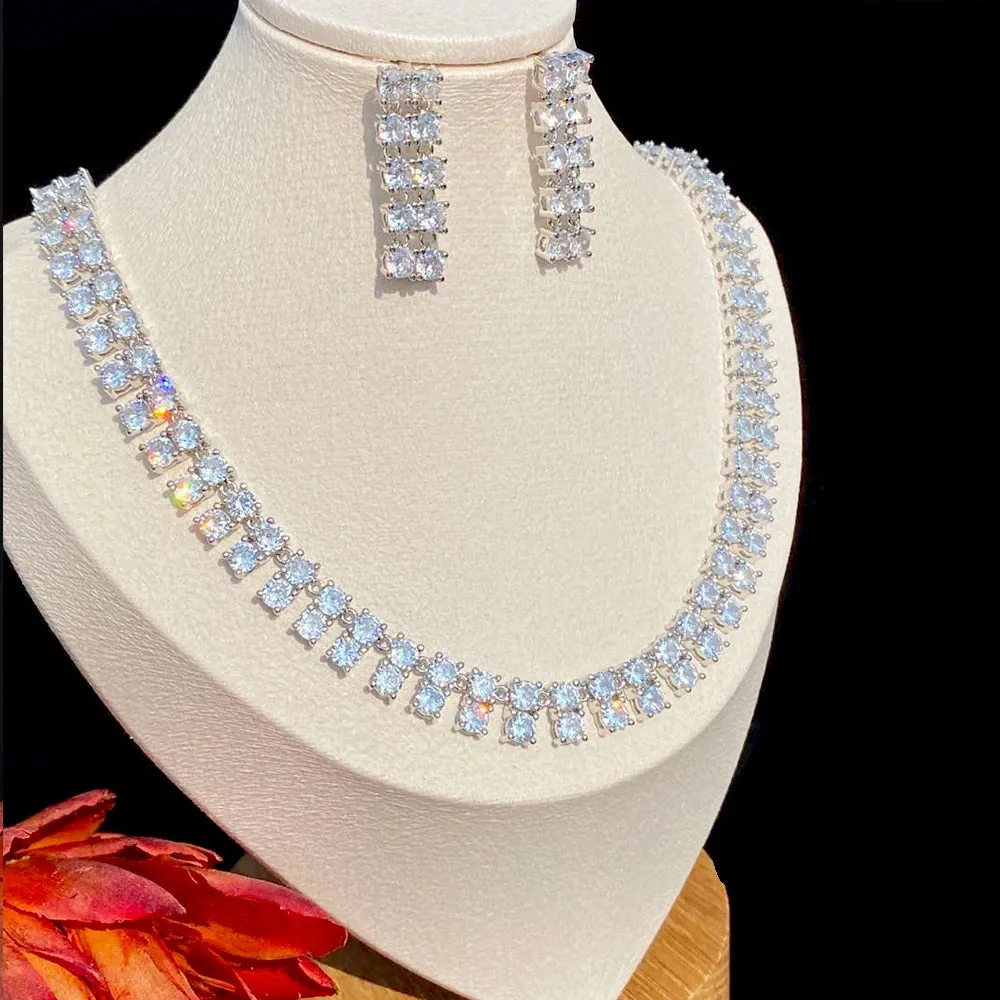 High Quality Marquise Cut Cubic Zirconia Wedding Necklace and Earrings Set