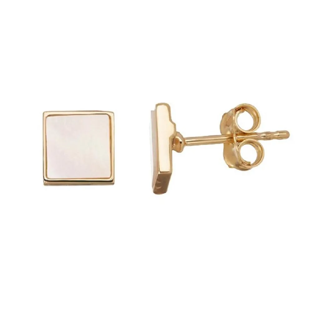 Honora 14K Yellow Gold Square Mother of Pearl Stud Earrings