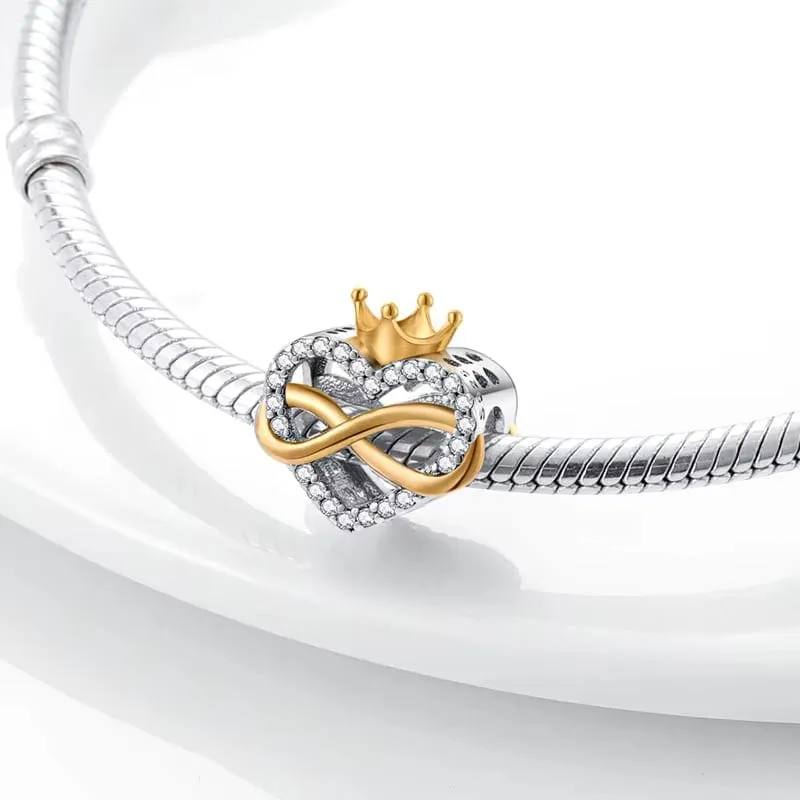 Infinity Queen Crown Heart Charm