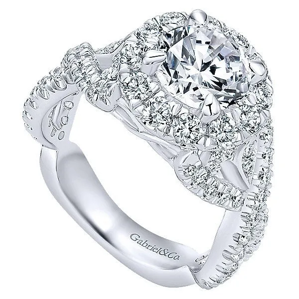 Interlaced Split Shank Halo Diamond Ring 1.29 Cttw 322A