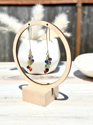 Jewelry Earrings Chakra Beaded Dangle Rainbow Gold