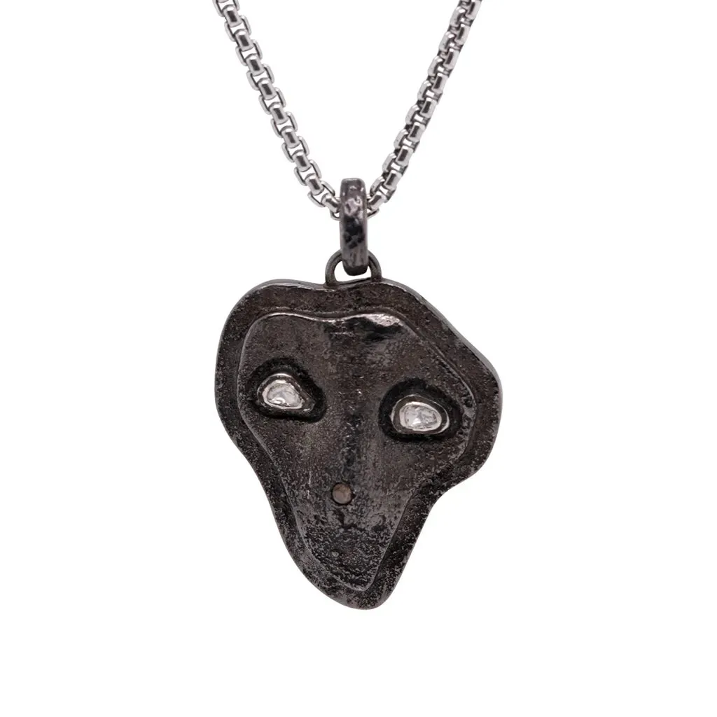 Keith Jack Sterling Silver Large Raw Diamond .18ctw Black Rhodium Healer Pendant