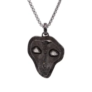 Keith Jack Sterling Silver Large Raw Diamond .18ctw Black Rhodium Healer Pendant