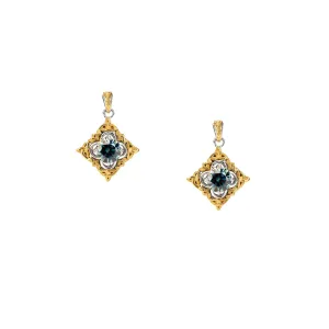 Keith Jack Sterling Silver Rhodium   10k Mystic Blue Moissanite Celestial Earrings