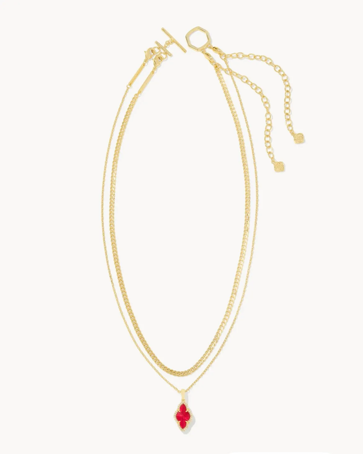 Kendra Scott: Abbie Pave Frame Multi Strand Necklace in Gold Cranberry Illusion