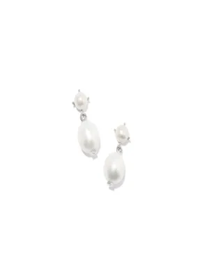 Kendra Scott Eve Drop Earrings - Silver White Pearl