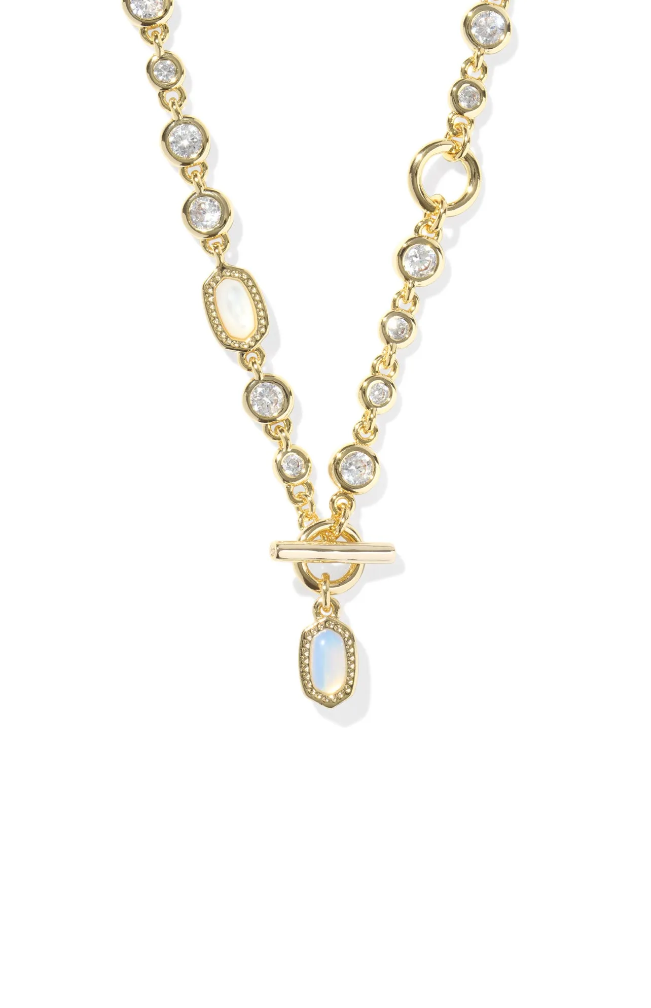 Kendra Scott: Mini Elisa Abbie Strand Necklace in Gold White Mix