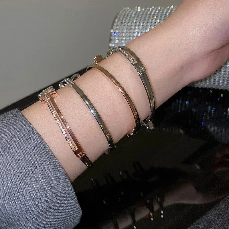 Korean Fashion Simple Personality Trendy Bracelet With Diamonds