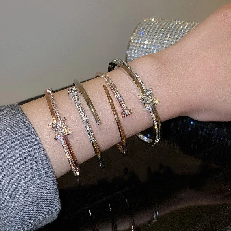 Korean Fashion Simple Personality Trendy Bracelet With Diamonds