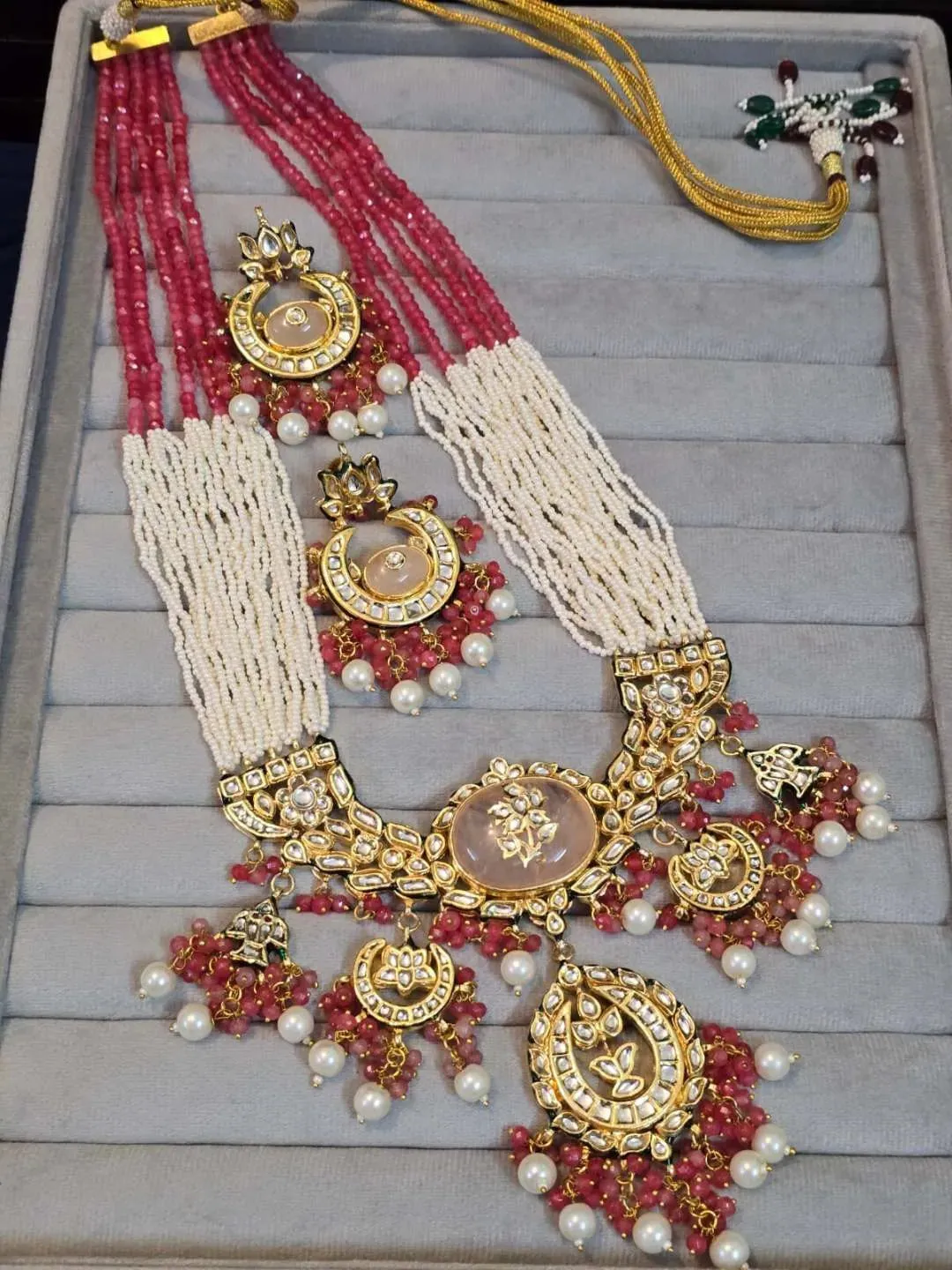 Kundan And Pearl Studded Rajwadi Long Necklace