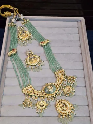Kundan And Pearl Studded Rajwadi Long Necklace
