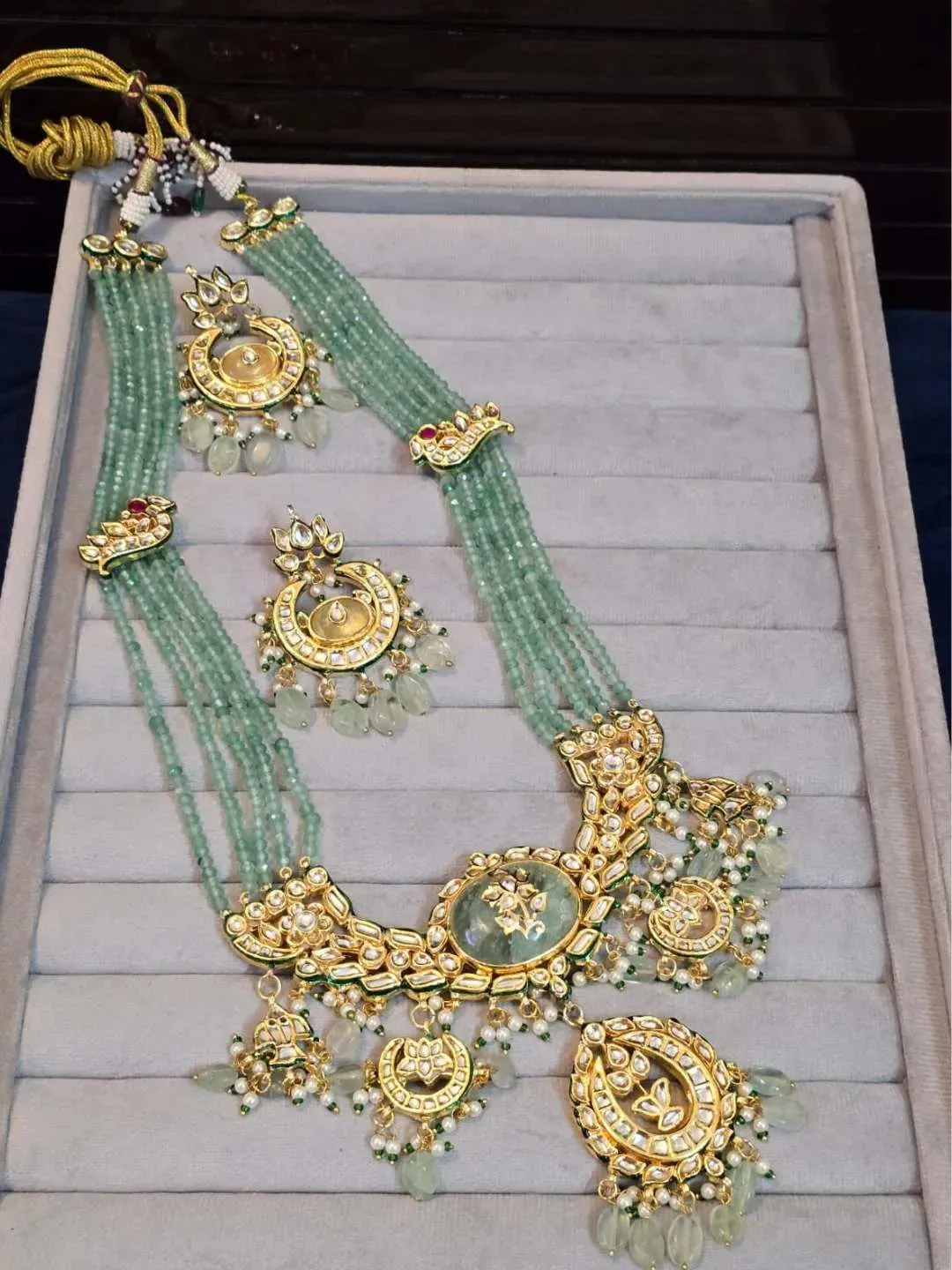 Kundan And Pearl Studded Rajwadi Long Necklace