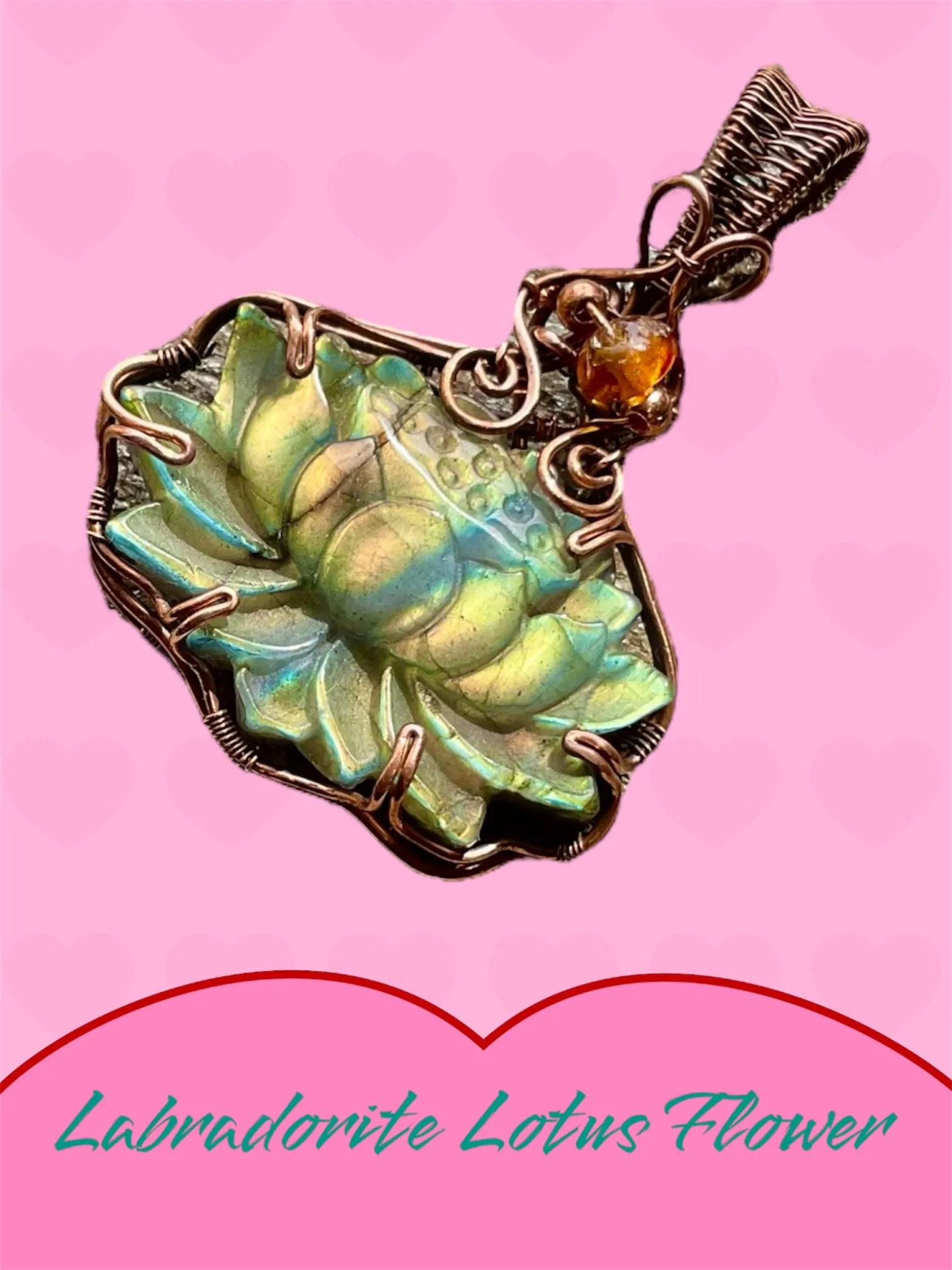 Labradorite & Peach Moonstone Lotus Pendants