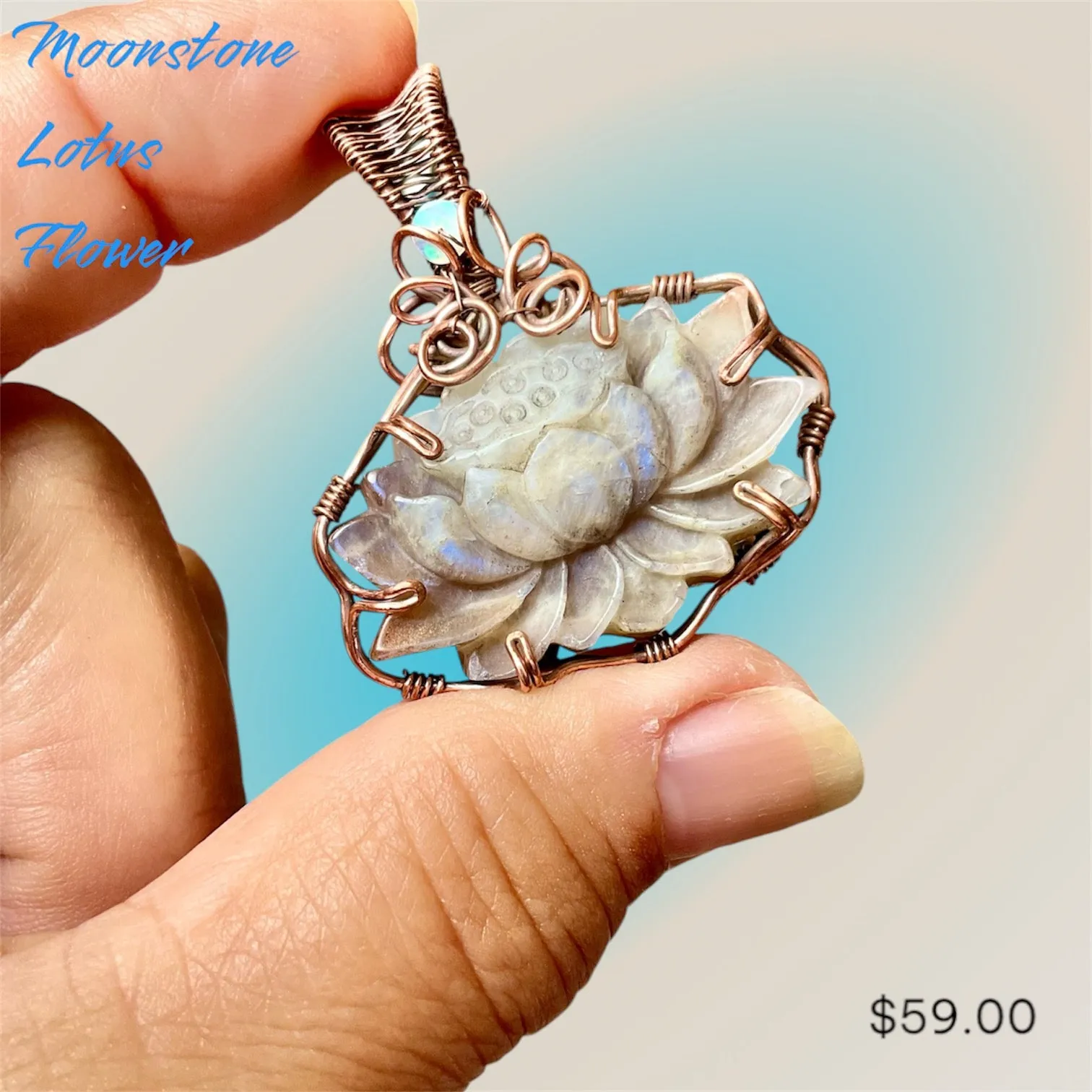 Labradorite & Peach Moonstone Lotus Pendants