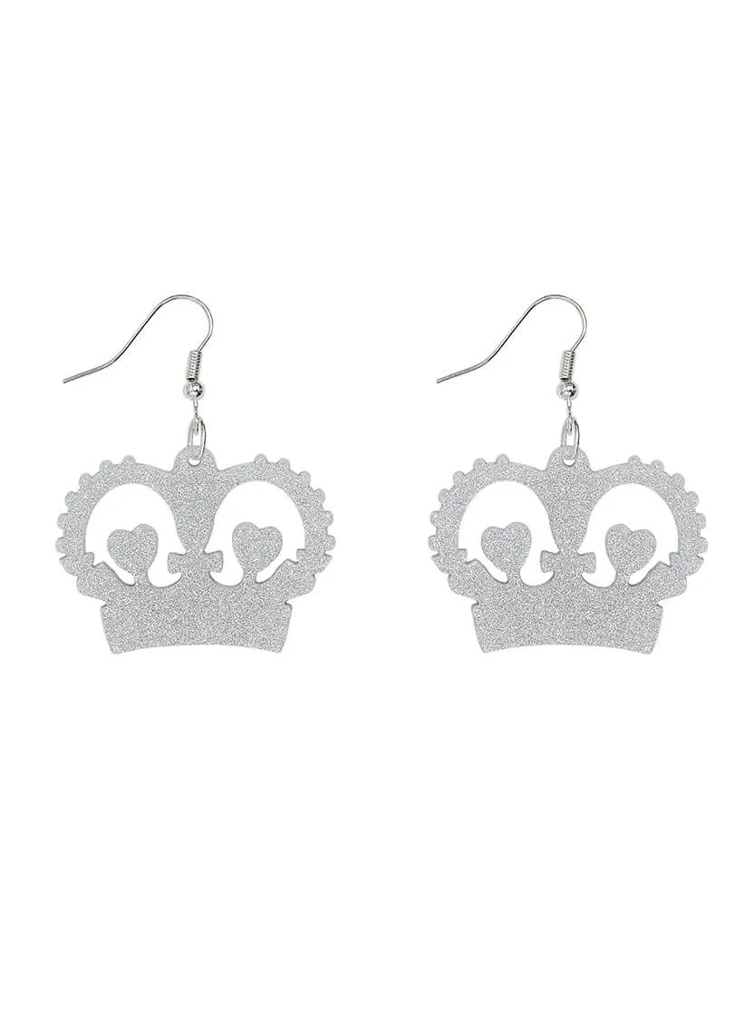 Large Crown Charm Earrings