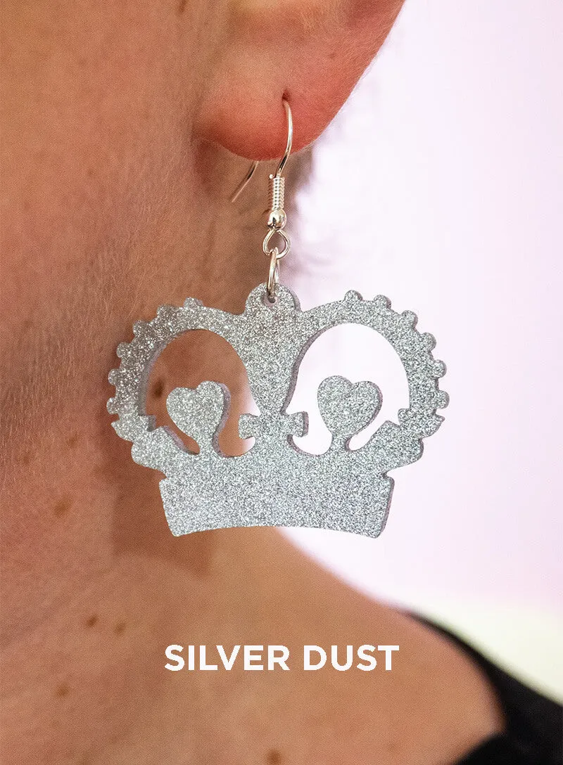 Large Crown Charm Earrings
